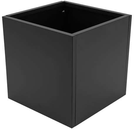 HarBin-Star Jardinière carrée en acier avec gants - Pour jardin, entrée, terrasse - 60 x 60 x 60 cm - Noir