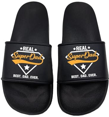 tshirtladen Real Super Dad Vatertag Badelatschen Sandalen Urlaub, Größe: 44 EU