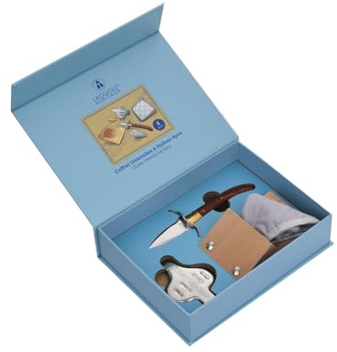 LAGUIOLE HERITAGE - Coffret complet Set à huîtres - 4 Accessoires - Couteau à huîtres, Presse-citron, Bloc huîtres, Manique - Acier inoxydable, bois de palissandre - Coffret cadeau