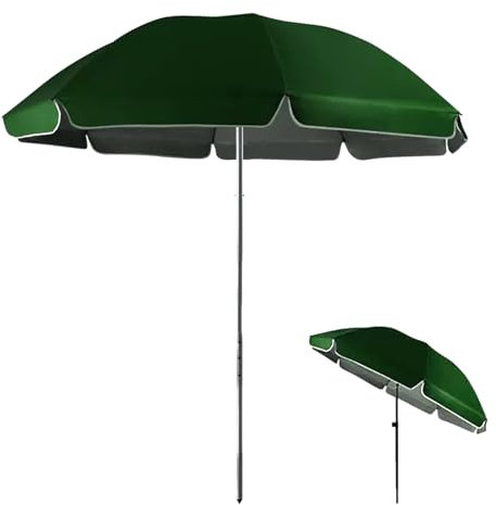 Wasserabweisender, neigbarer Strandschirm mit UV-Schutz, höhenverstellbar, rund, Gartenschirm für Outdoor, Terrasse, Marktschirm mit Stahlstangen und Tragetasche, ideal für Sonnenschutz und Schatten