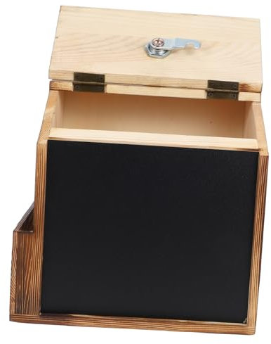 Veemoon Vorschlagskasten aus Holz Wandmontage mit Schloss und Tafel Abschließbare Spendenbox für Kommentare Abstimmungen Tipps und Briefe Vielseitig Einsetzbar Inklusive Montageschrauben