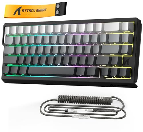 MAMBASNAKE x ATTACK SHARK X68HE Tastiera meccanica con interruttore magnetico a grilletto rapido, attuazione regolabile da 0,01 mm, tastiera da gioco cablata al 60% con cavo a spirale,8KHz(Moon Night)