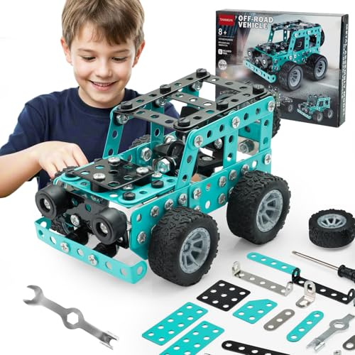 TANMGIN Erector Sets for Boys Age 8-12, Metal Model Car Kits for 14 and Up, TruckToy Building Sets, STEM Kits for Kids Ages 6-12-16 8-10-13, Birthday Gifts for 12 13 14 15 16 Year Old Boys and Adults