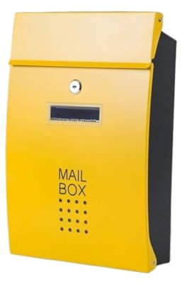 Boîte aux lettres murale jaune avec serrure pour l'extérieur suggérée pour boîtes aux lettres boîtes aux lettres Dropbox
