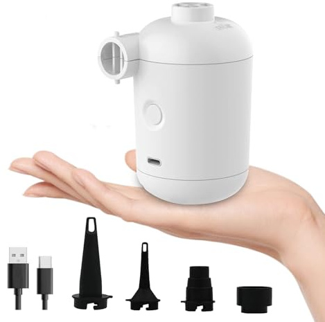 Pompa ad Aria Elettrica, Pompa Elettrica Portatile 2 In 1 Pompa di Gonfiaggio e Sgonfiaggio,con 4 Ugelli D'aria, per Campeggio, Materassi ad Aria, Piscina