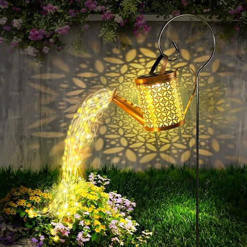 CNMTCCO Solarlampen für den Außenbereich,Solar-Gießkanne für den Außenbereich,Dekoration im modernen Stil, Gartenlampen mit Sterndusche,Mit Schäferhaken, Vintage Feenlampen