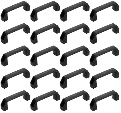 QUARKZMAN 20 Piezas De Asa De Plástico Rectangular, 115mm/4.5 Pulgadas Centro De Agujero Para Cajones De Gabinetes Equipos Mecánicos Maletas Garajes, Negro