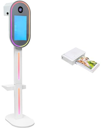 Miroir portable pour appareil photo avec écran tactile de 15,6 pouces pour selfie, appareil photo reflex numérique avec étui de transport pour fête de mariage et événement (cabine photo + imprimante)