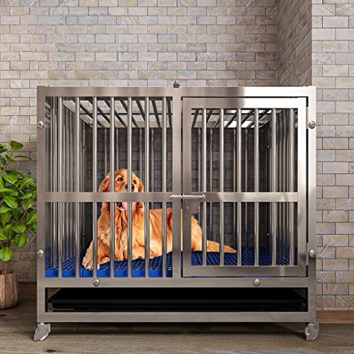 GODFSAHG Robuster Hundekäfig, Stabiler schwarzer Metallzwinger mit Rädern und Tablett für kleine Hunde im Innen- und Außenbereich，Hundekäfig (95 cm L x 63 cm B x 82 cm H)