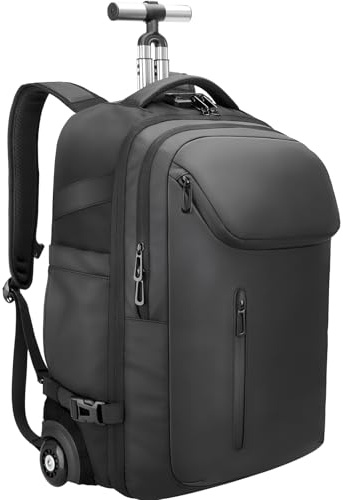 SWICKY RICOOI Reiserucksack mit rollen, 17,3 Zoll laptop trolley mit USB-C-Ports & integriertem Zollschloss – Trolleyrucksack für Business, Reisen, Arbeit und Studium