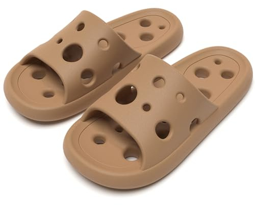 ceqemou Chaussons de bain pantoufles pour femmes et hommes sandales de douche antidérapantes séchage rapide antidérapants Brown Size 42-43 EU