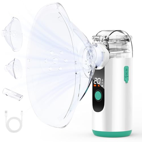 HITHINKMED Inhalateur Nébuliseur pour Adultes et Enfants, Aérosol portable silencieux aérosol silencieux, machine à aérosol à ultrasons adultes, 3 modes réglables, USB-C rechargeable avec affichage