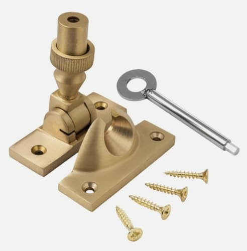 Solid Brass Locking Brighton Sash Window Fastener, Multiple Finishes (Satin Brass)