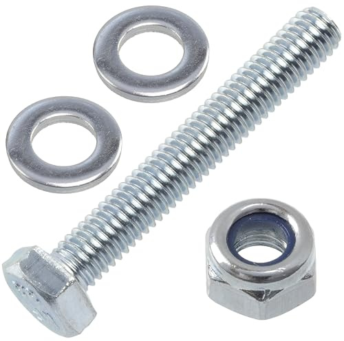 AERZETIX - Set di 25 bulloni a testa esagonale M6x40 mm + 50 rondelle + 25 dadi esagonali autobloccanti M6 per montaggio fai-da-te e fissaggio leggero | acciaio