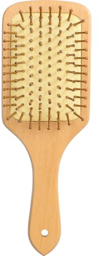 Wooden Hair Brush Reusable Short Paddle Hairs Dressing Rectangle Anti Static Mens Styling Air Paddles Hair Massage Women Wooden Detangling Salon Brushes for Reducing Hair Breakage (Pack of 1)