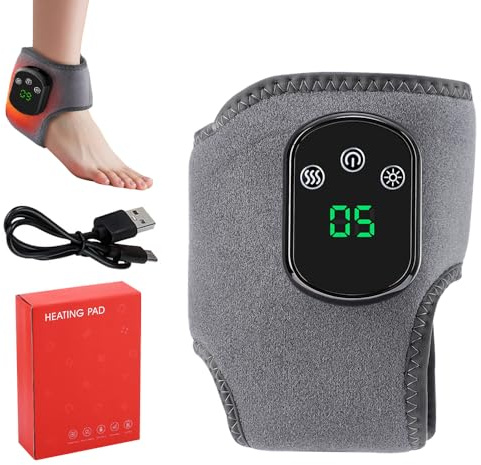 XUXLEKK Massaggiatore Elettrico per Piedi 3 in 1, 3 Modalità e 5 Livelli di Calore, Massaggiatore per Caviglie con Calore, Scaldapiedi Con Massaggiatore Per Caviglia/Tallone/Suola/Arco