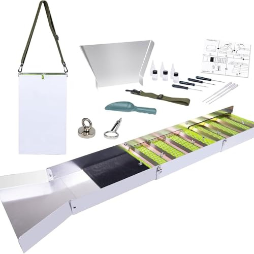 Kit de boîte de prospection d'or portable avec 17 accessoires pour exploitation minière rivière et ruisseau, dragage et panoramique