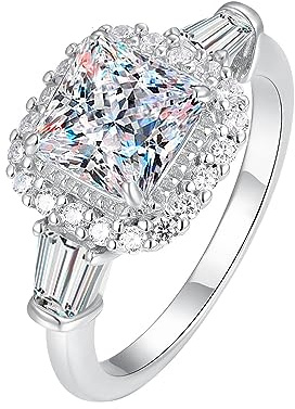 2ct Princess Cut Moissanite förlovningsringar for kvinnor D-färg VVS1 diamantringar Forever Classic bröllopsringar for med certifikat(5)
