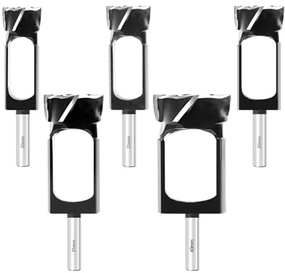 Lot de 5 forets à tarauder profonds pour menuisier - 20 mm, 25 mm, 30 mm, 35 mm, 40 mm - Coupe-trou pour bois - Foret à taraud - Foret à liège - Coupe-cheville profond