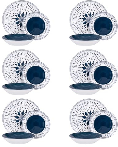 Servizio 18 piatti porcellana Mistral blu