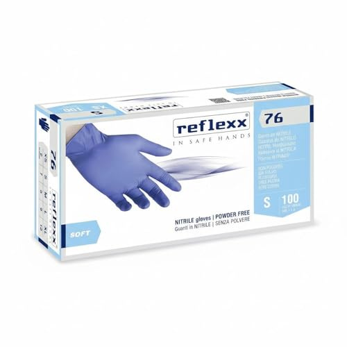 REFLEXX R76 300/1000 Guanti in nitrile AZZURRO - 3,5 GRAMMI morbidi elastici - VARIE TAGLIE OFFERTA - per dentisti parrucchieri palestra ed altro (1000 pezzi Taglia S)