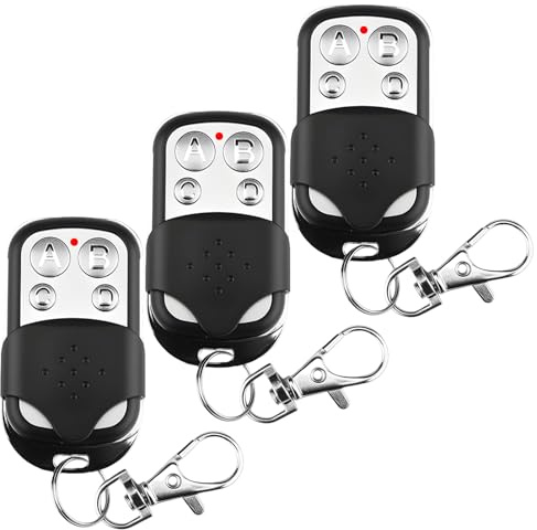 3 Pcs 433.92 MHz Universal Garage Door Remote Control, Gate Remote Control Wireless Gate Opener Cloning Key Fob Electric Gate Fob with 4 Buttons for Car Garage Doors Roller Shutters