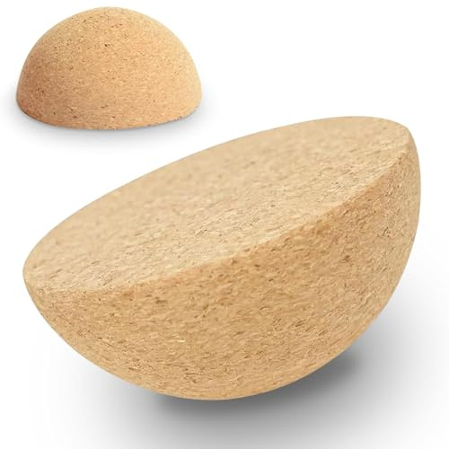 Balance Board Halbkugel aus Massivem Kork Balance Ball Halbkugel für Balance Boards, Für Yoga, Reha, Fitness & Boardsport