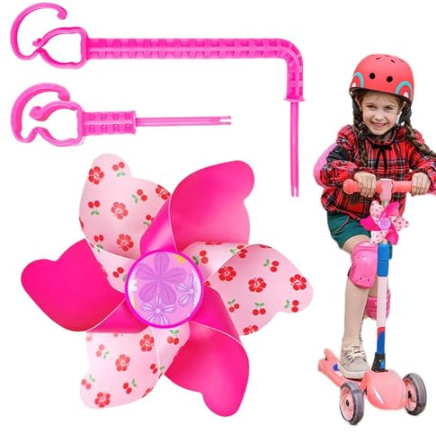 Bicycle Windmill Spinner - Decorative Steering Wheel Accessory, Vibrant Rotating Ornament | Playful Bike Toy for Scooter Tricycle Cruiser Kids Outdoor Recreation Entertainment Excursions