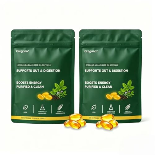 Oreganoolja med svartfröolja, tarm- och immunstöd, 60 antal,2PCS