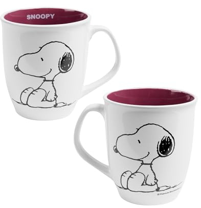 United Labels The Peanuts Tasse 280 ml, Weiß Rot, Kaffeebecher aus Steingut, Kaffeetasse, Snoopy Geschenke