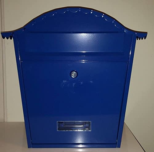 Perel Cassetta postale Paris, a parete, con targhetta portanome, incl. 2 chiavi, dimensioni (A x L x P) 37 x 26,5 x 13,2 cm, blu