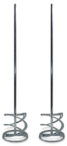 2er Set DEWEPRO Wendelrührer Doppelspiralform mit Ring 500 x 95 mm - verzinkter Mörtelrührer - 8 mm 6-Kant-Aufnahme - Rührquirl für Mörtel, Kleber und Spachtelmasse