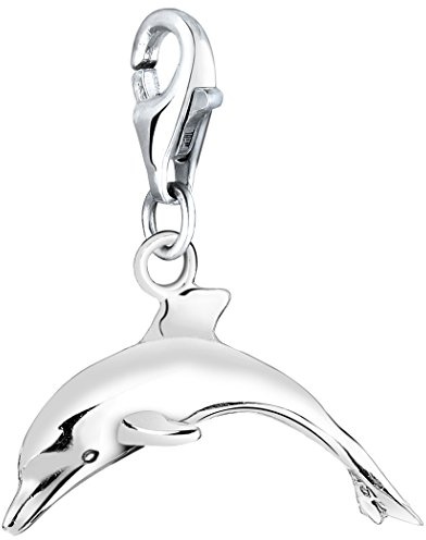 Nenalina Delfin Karabiner Charm Anhänger für Bettelarmband aus 925 Silber | Damen-Charm-Anhänger für alle gängigen Charmträger Charm-Club Clasp-Charms 925er Sterling-Silber