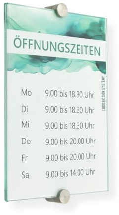 Logistic Sign System I Türschild Glas,Vitrum K2, Klemmhalter (DIN A5) transparent