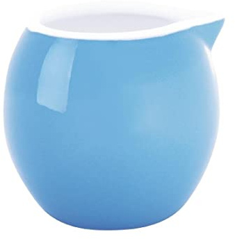 Olympia Cafe Stoneware Milk Jugs 70ml, Blue, Pack of 6 | Oven, microwave and dishwasher safe with durable soft rolled edges and a modest spout for a clean, space-saving pour.