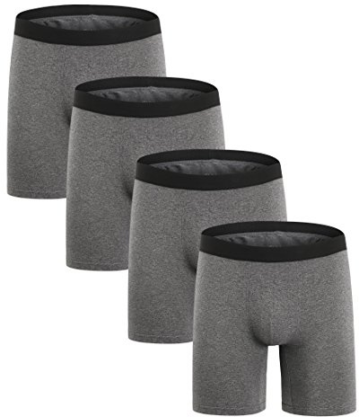 ZLYC Men Long Leg Cotton Boxer Shorts Underwear 3/4 Pack