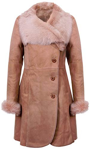 Infnity Leather Damen Warm Beige Merino Lammfellmantel Mit Toscana Kragen