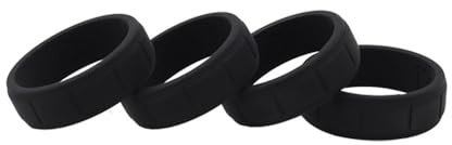 Silicone Wedding Ring for Men, 4PCS Rubber Wedding Bands for Athletes Fitness Workout Gym Sports 8mm Width 2mm Thickness