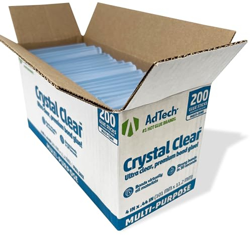 AdTech Full Size Hot Glue Sticks, 4-Inch, 200-Count | Multi-Temp for High & Low Temp Glue Guns | Strong Bond for Crafts, DIY & Repairs | Made in the USA