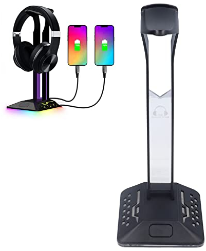 RGB Headset Ständer und Gaming Kopfhörerständer 2 USB Anschlüsse Kopfhörerhalter für Gaming Zubehör, für , , PC, Computer Desktop