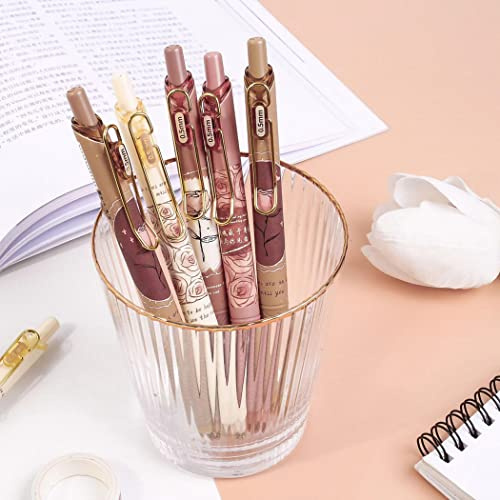 Jisomin Retractable Gel Pens, 0.5mm Fine Point Black Ink, 4 Pack(Rose)