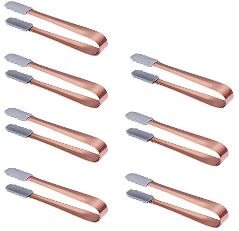 Silicone Tongs,Ice Tongs,Food Tongs,Sugar Tongs, Salad tongs Food Tongs Sugar Cubes Tongs Serving Tongs Appetizers Tongs Small Kitchen Tongs Best Kitchen Gadgets (7 pcs,Rose gold)