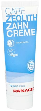 Panaceo Care Zeolith Zahncreme 75ml - Natürliche Zahnpflege mit Bio-Minzöl & Aloe Vera, Zahnpasta ohne Titandioxid & ohne Fluorid, frischer Atem garantiert & vorbeugend gegen Karies, 100% Vegan