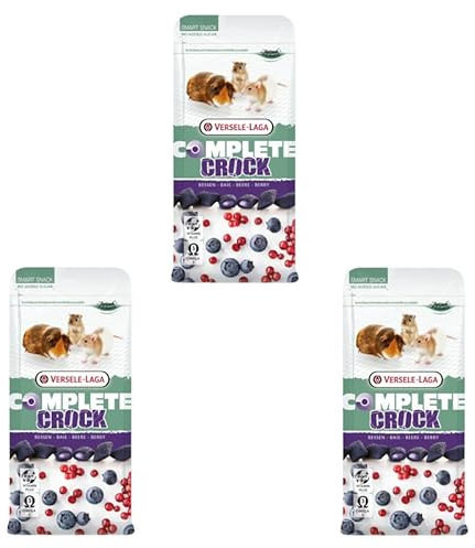 Versele-Laga Complete Crock Berry | Paquete Triple | 3 x 50 g | Snack para Conejos y roedores | Cáscara crujiente y Suave Relleno de Bayas | Fácil de digerir y sin azúcares añadidos