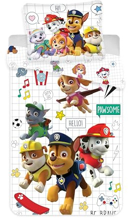 PAW Patrol Kinderbettwäsche 100x135cm & 40x60cm aus 100% Baumwolle - Bettwäsche Set für Kinder mit Paw Patrol Motiven