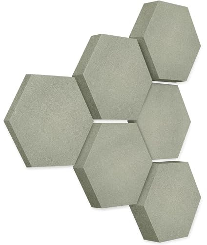 platino24 Akustikpaneele 6 Elemente Edition LOFT 3D I Ø 300mm Akustikplatten Schalldämmung Wand & Decke I Akustikschaum Schall-Absorber aus Basotect 30-70mm mit Akustikbeschichtung Farbe: Concrete