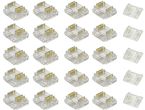 Biantie La 3-Pin 12mm COB LED Strip Connector Kit - 25 Pack Solderless Gapless Clips for Strip-to-Wire and Strip-to-Strip Joints | Compatible with CCT COB Light Strips 22 AWG
