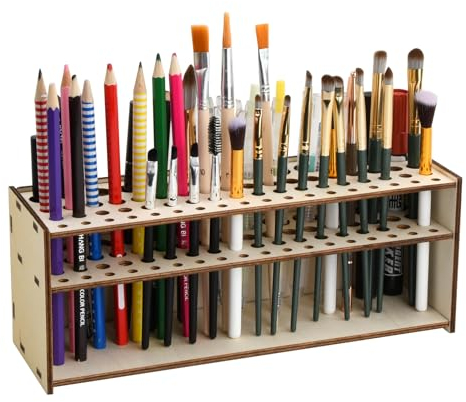 Cozlly Holz Pinselhalter Malen - Stifte & Schminkpinsel Organizer mit Aufbewahrungsregal
