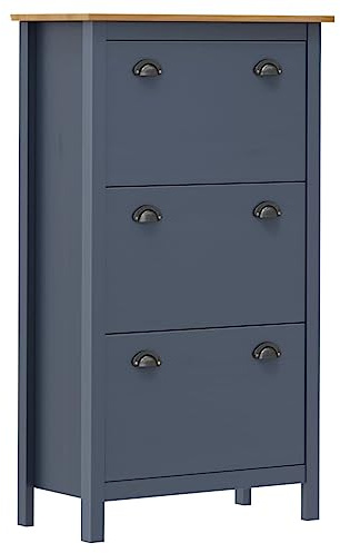 CKioict Vertikales Schuhablage Schuhkommode im Flur Platzsparend Schuhschrank Hill Grau 72x35x124 cm Massivholz Kieferfür Flur, Wohnzimmer, Schlafzimmer