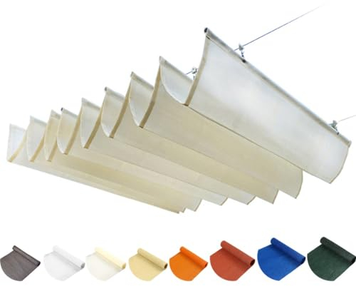 Retractable Wave Sun Shade Sail, HDPE Sun Protection Pergola Replacement Shade Cover With Mounting Kit For Outdoor Sun Room Patio Terrace Garden